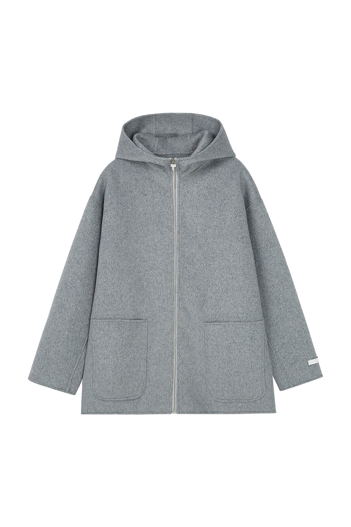 Zip-Up Wool Blend Short Coat