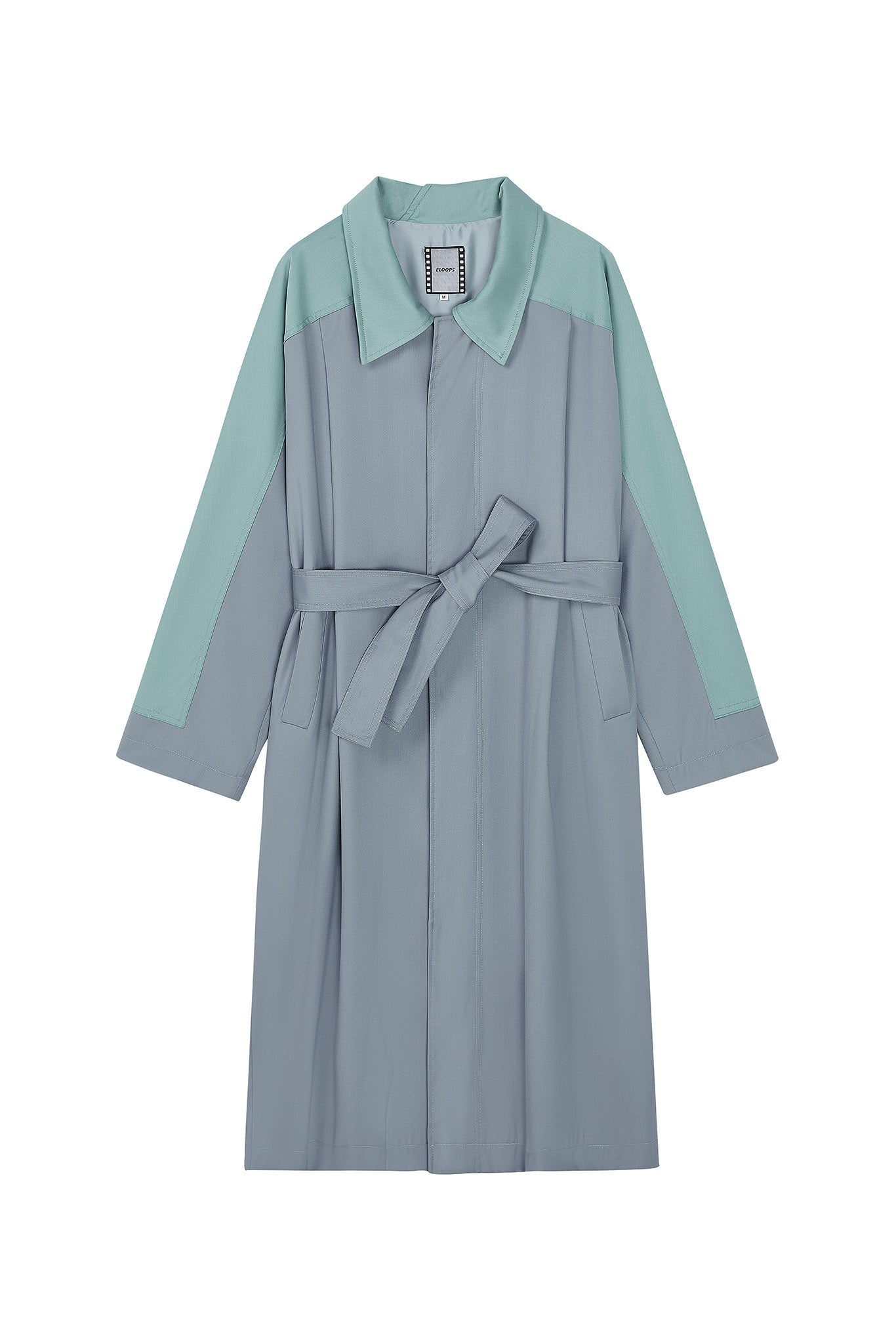Oversized Bi-Color Raglan Sleeve Trench Coat
