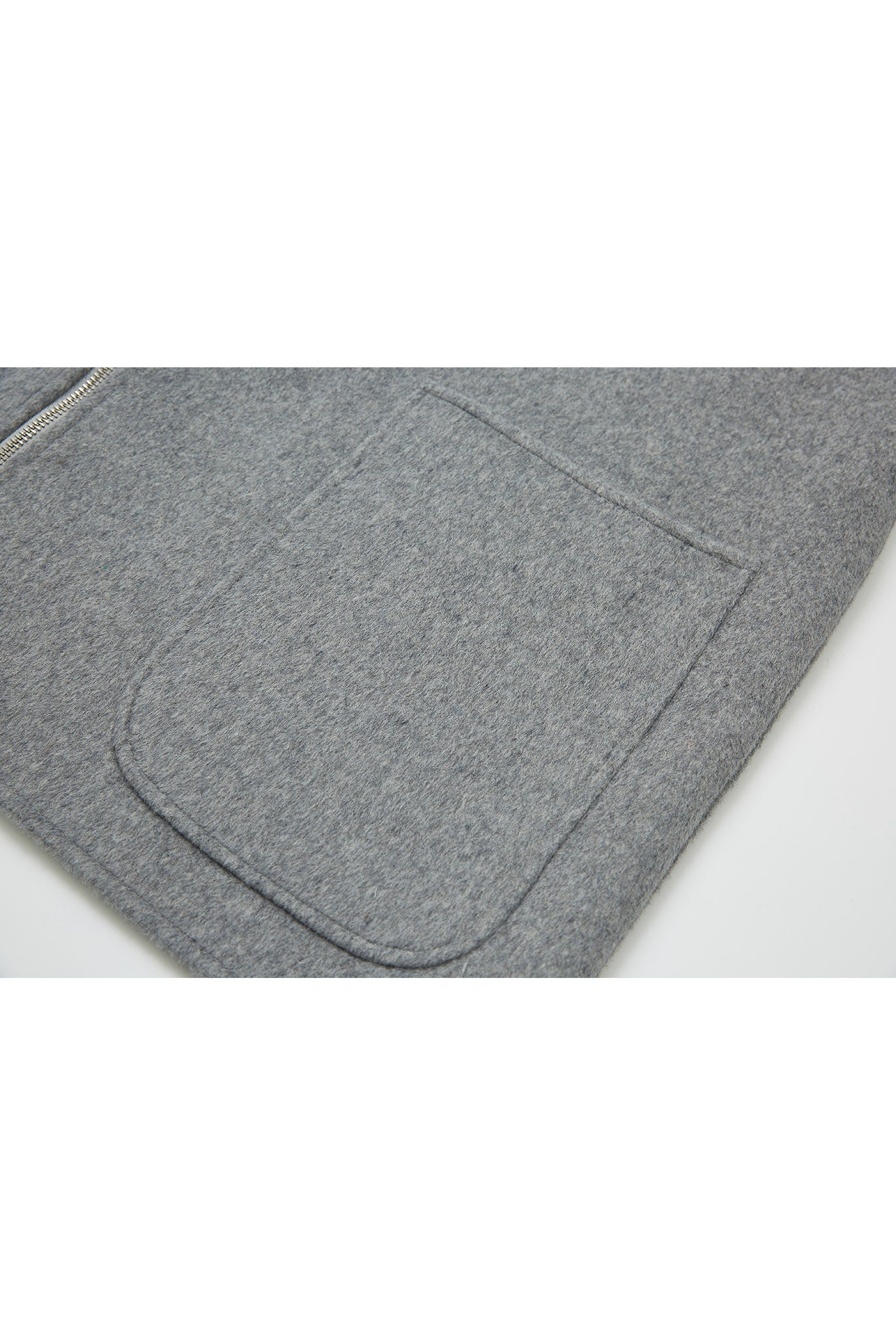Zip-Up Wool Blend Short Coat