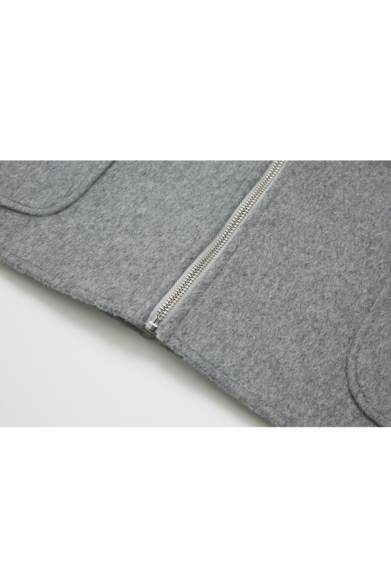 Zip-Up Wool Blend Short Coat
