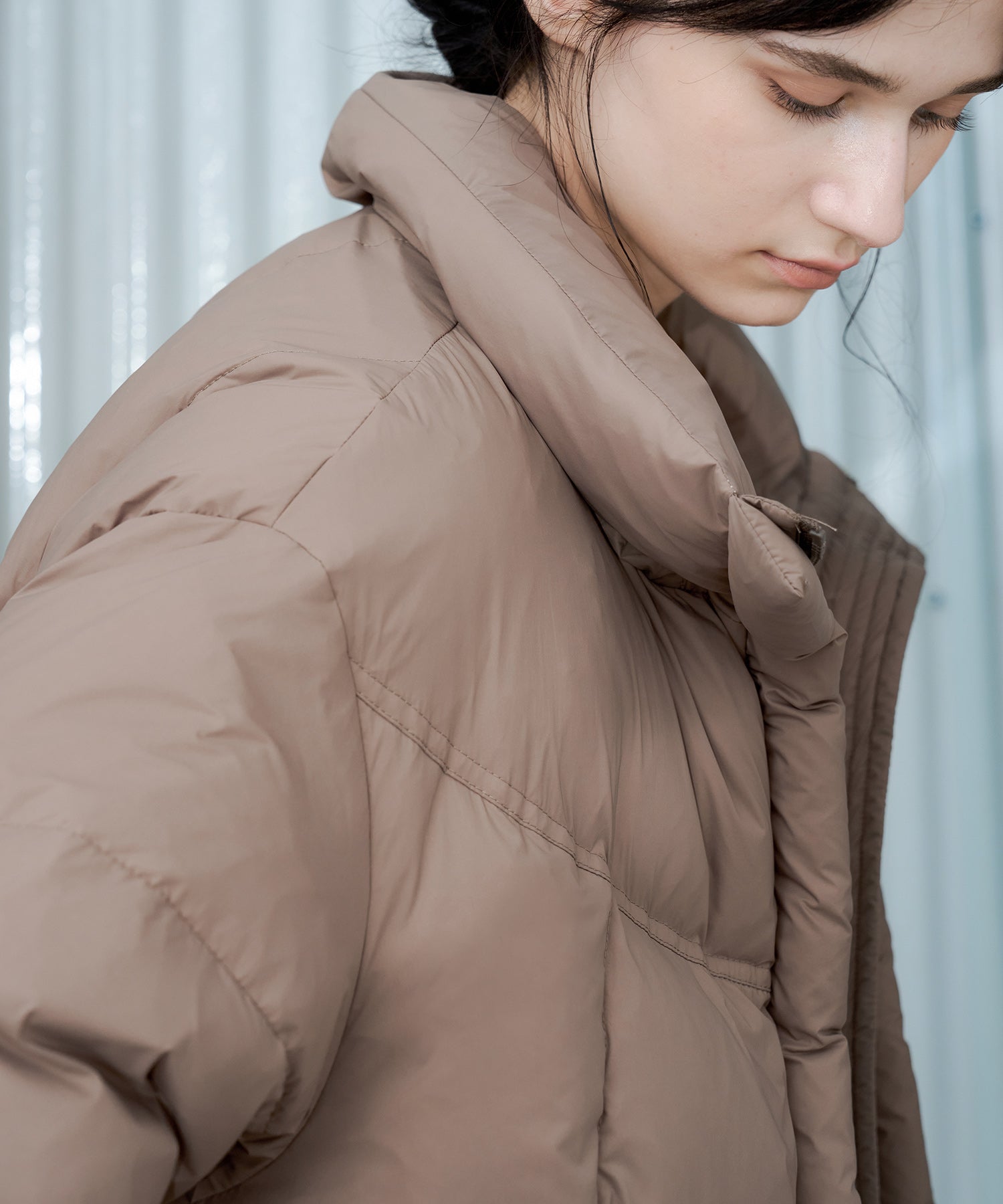 Mid-Length Stand Collar Hooded Oversize Down Coat