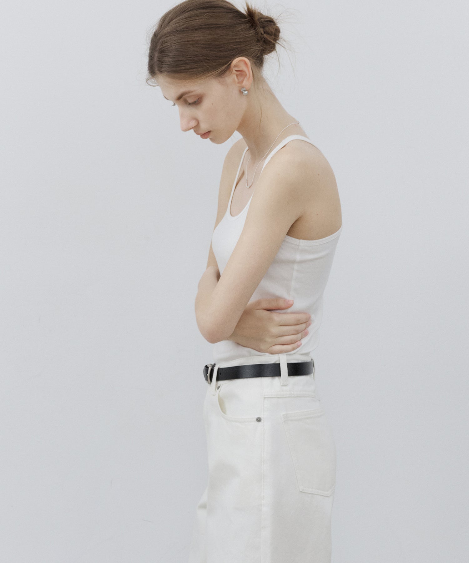 Stretch Ribbed U-Neck Tank Top