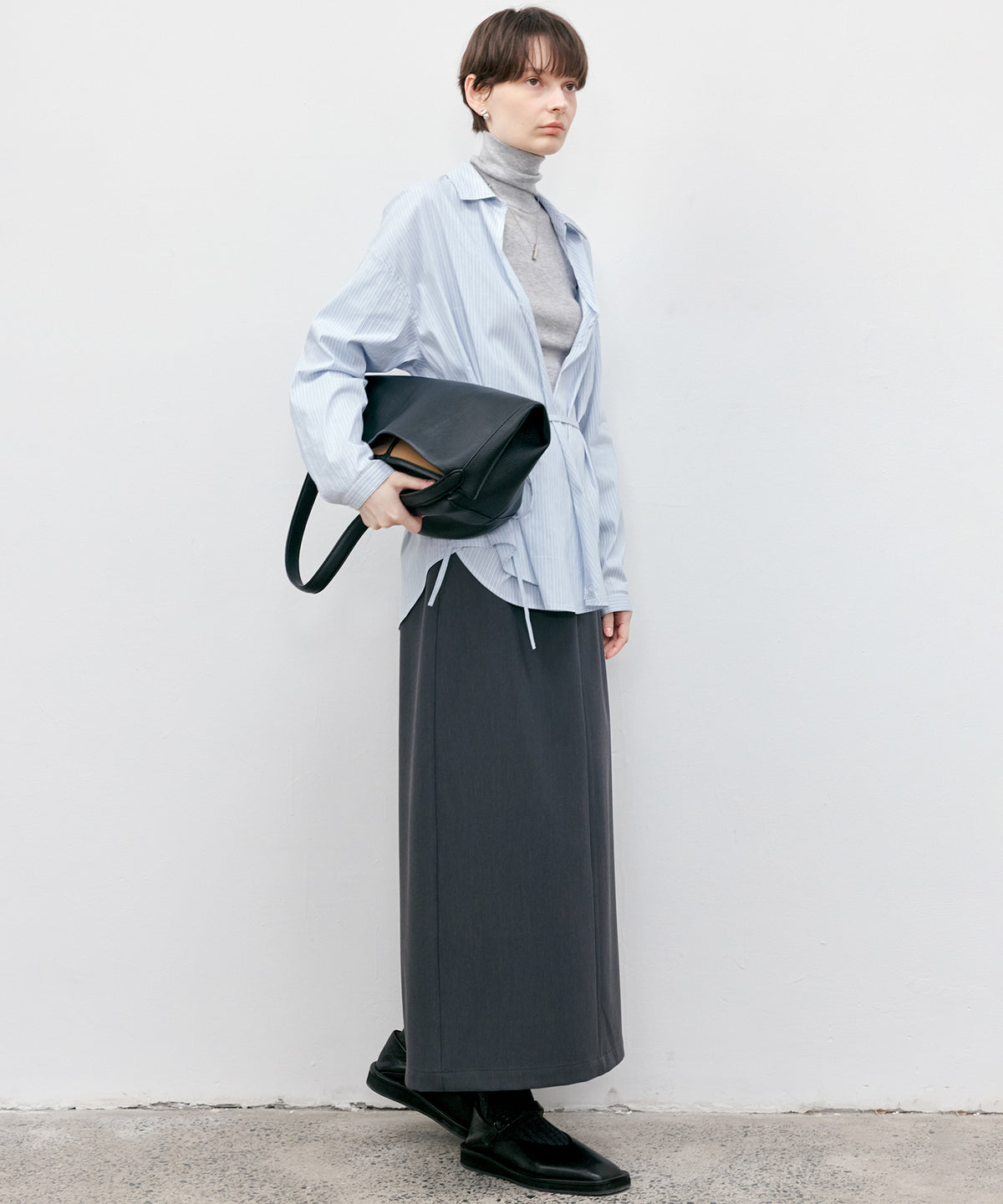 Back Slit Straight Maxi Skirt