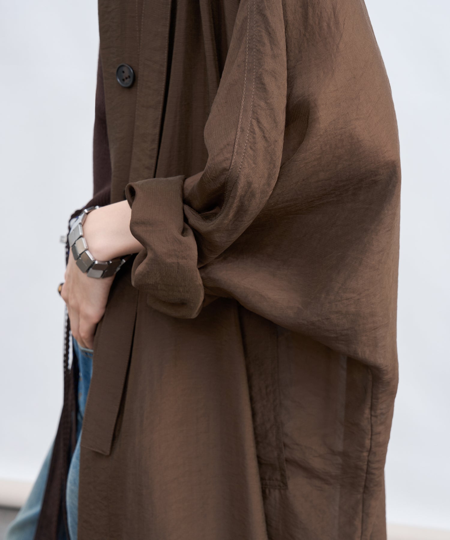 Silk Blend Sheer Long Coat