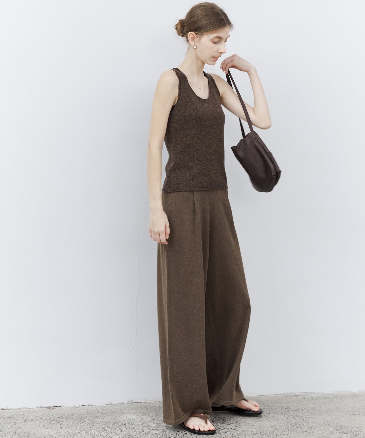 Drawstring Knit Wide Pants