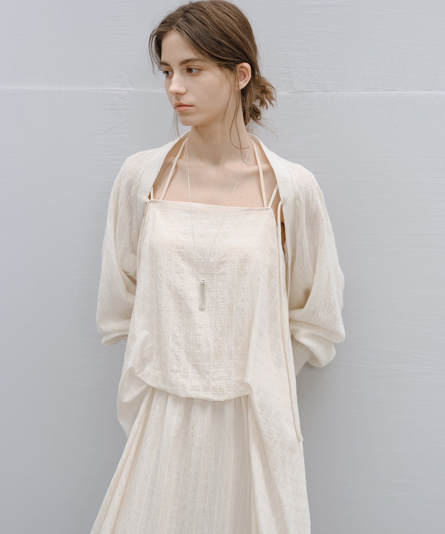 "Shipping from late February to early March" Textured Sheer Bolero Cardigan