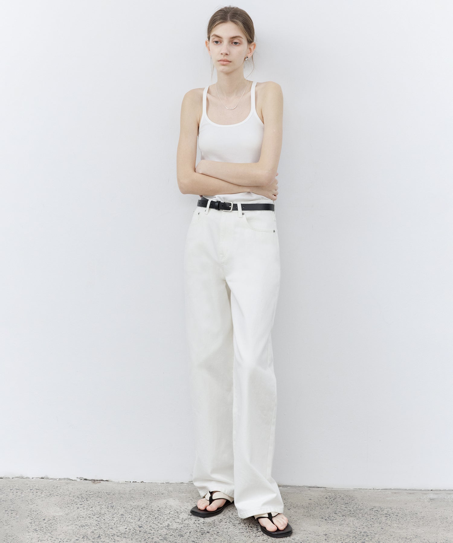 Stretch Ribbed U-Neck Tank Top