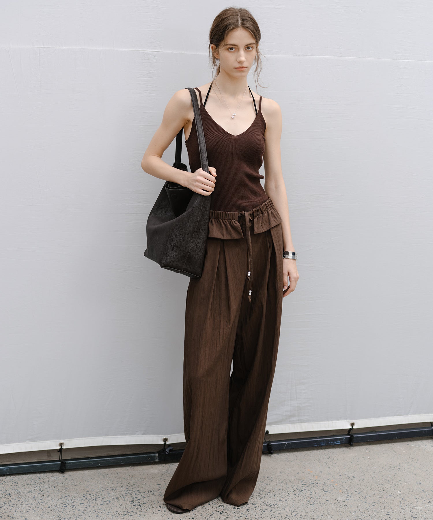"Shipping from late February to early March" Curved Wide-Leg Drawstring Pants