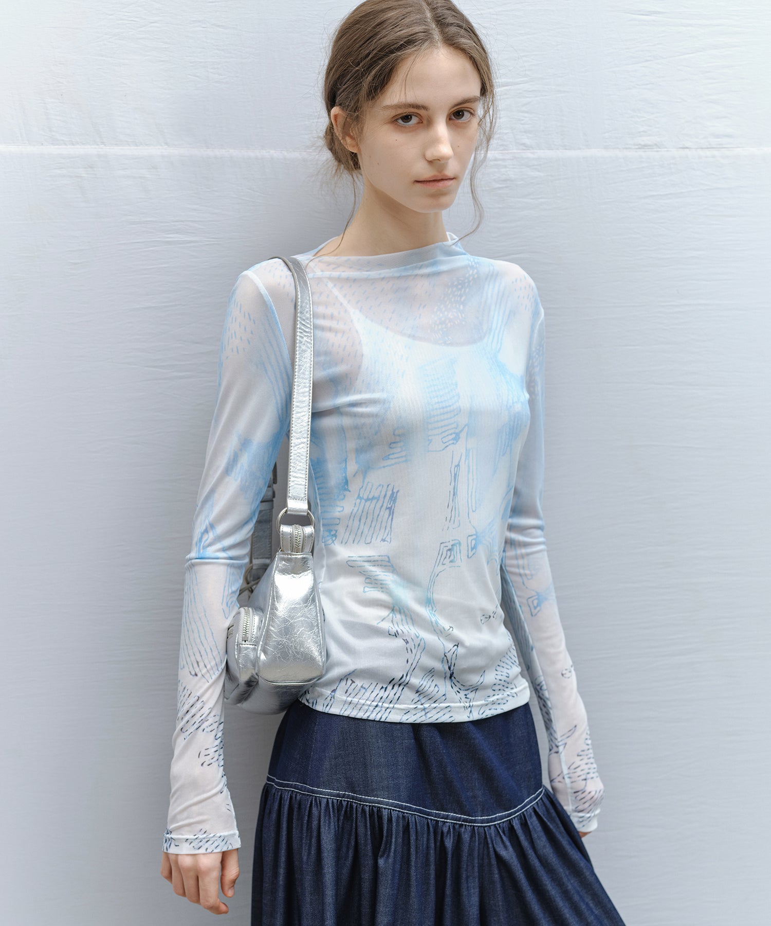 Art Print Sheer Top