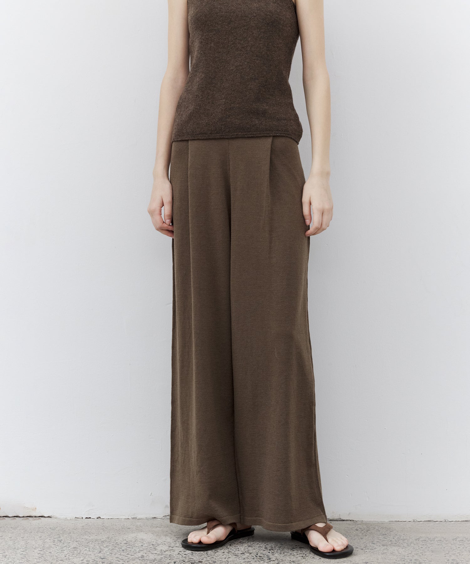 Drawstring Knit Wide Pants