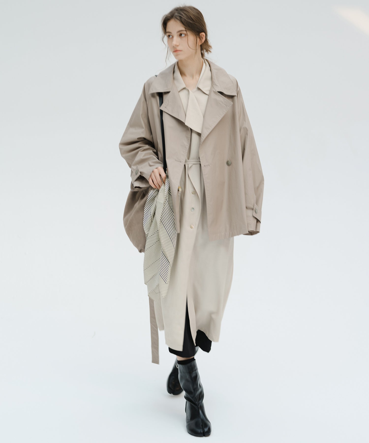 "Shipping from late February to early March" Belted Cropped Trench Jacket