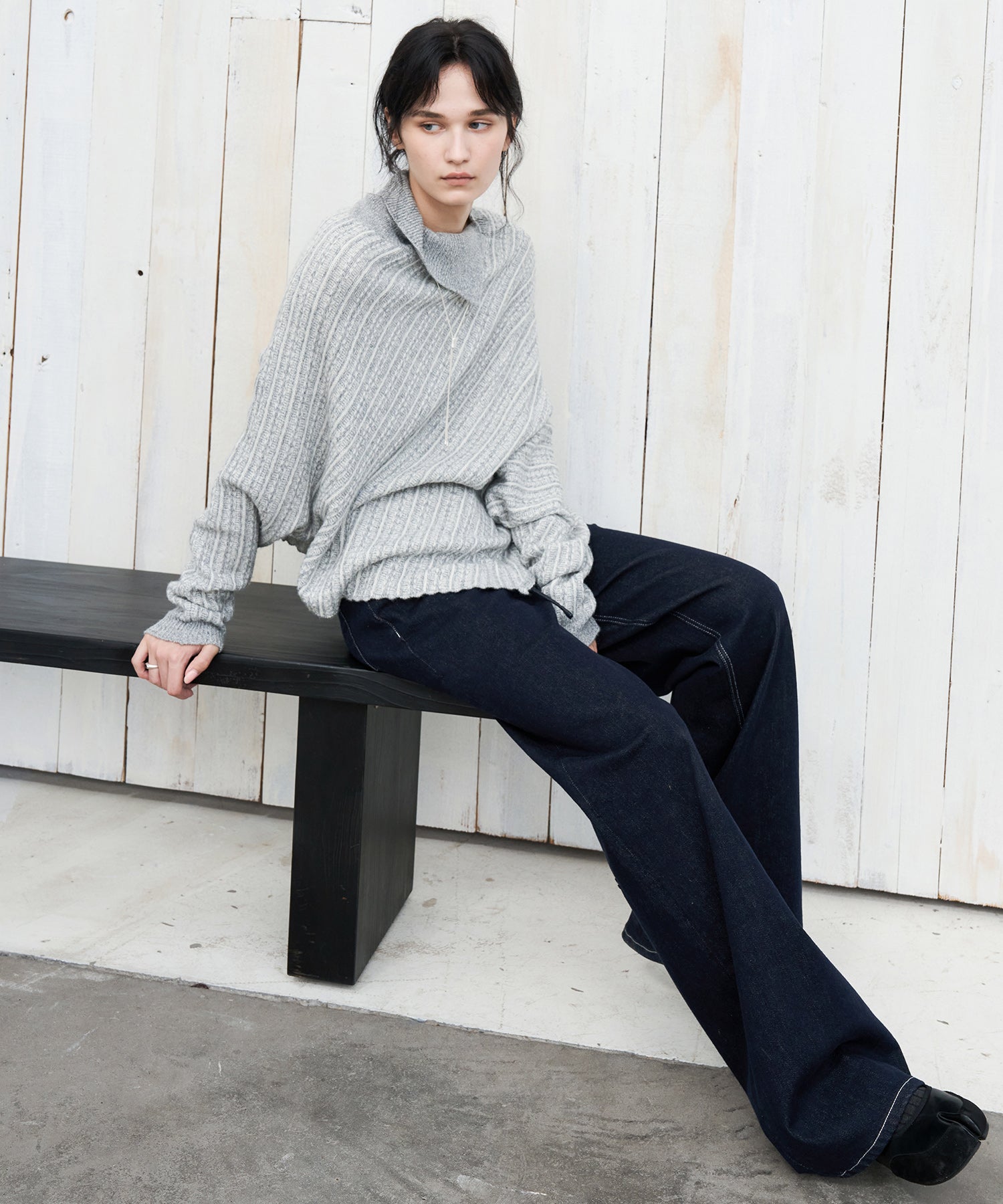 Drawstring Straight Washed Denim Pants