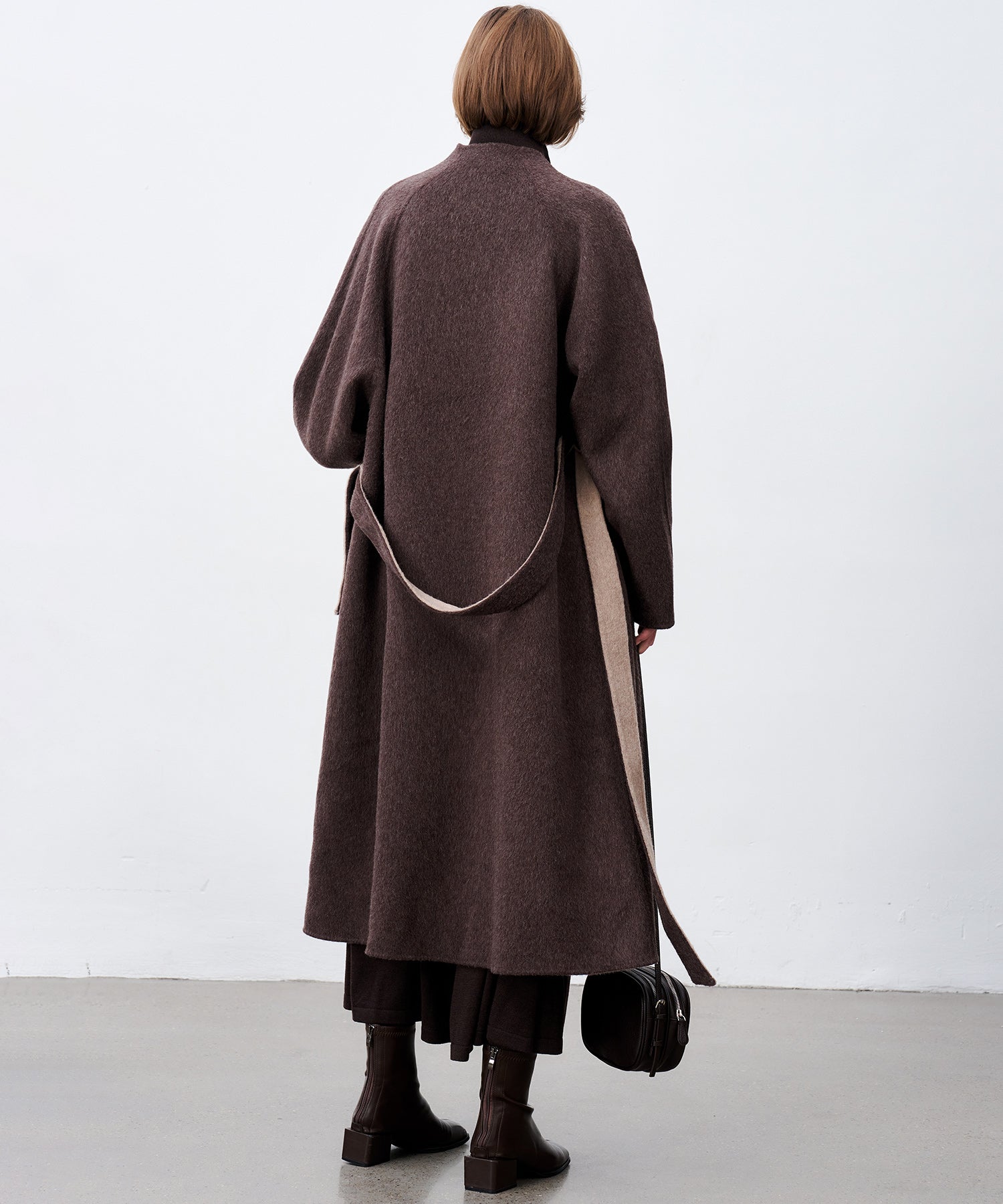 100% Wool Overlap Collar Double-Faced Long Coat