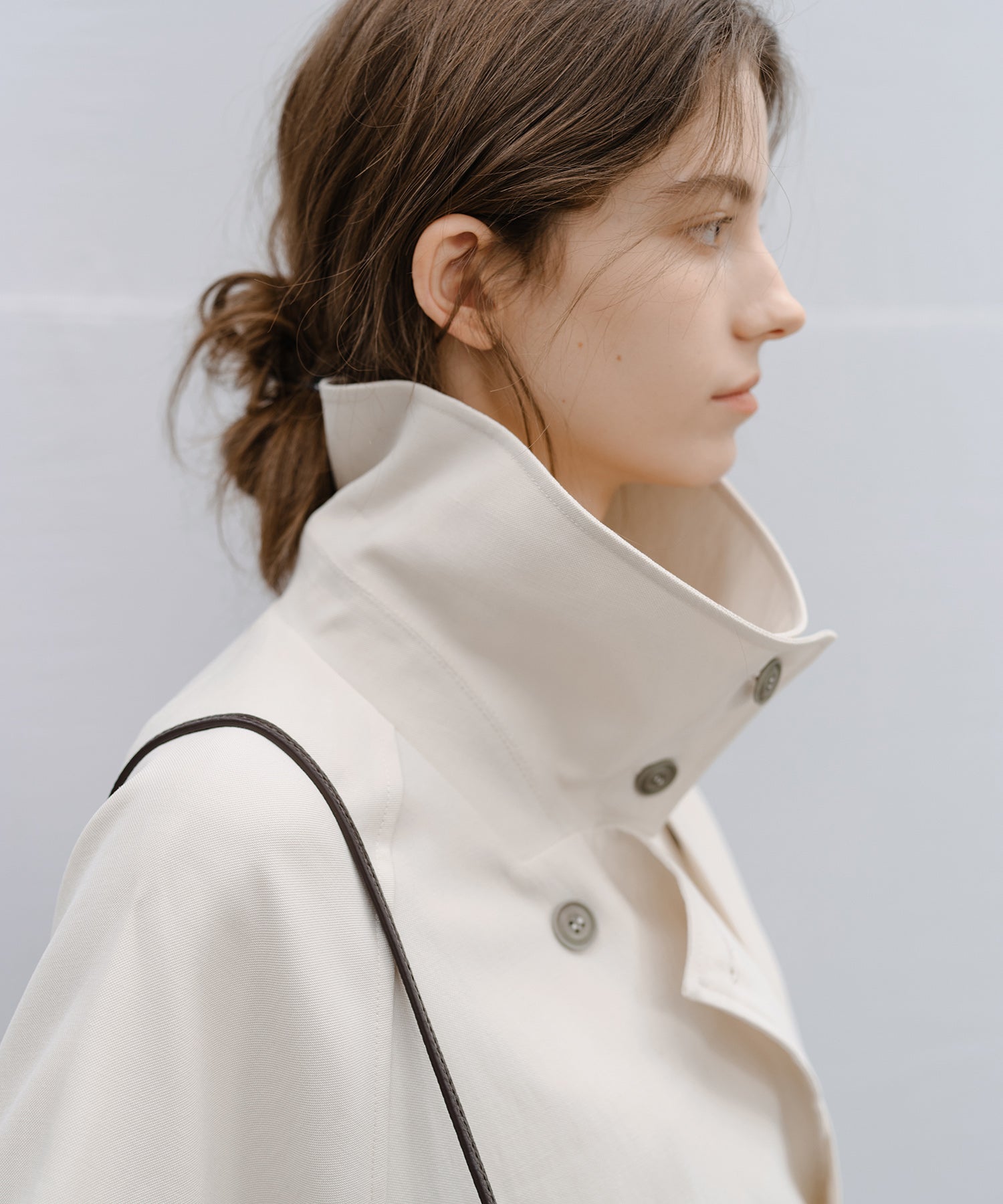 Stand Collar Belted Long Trench Coat