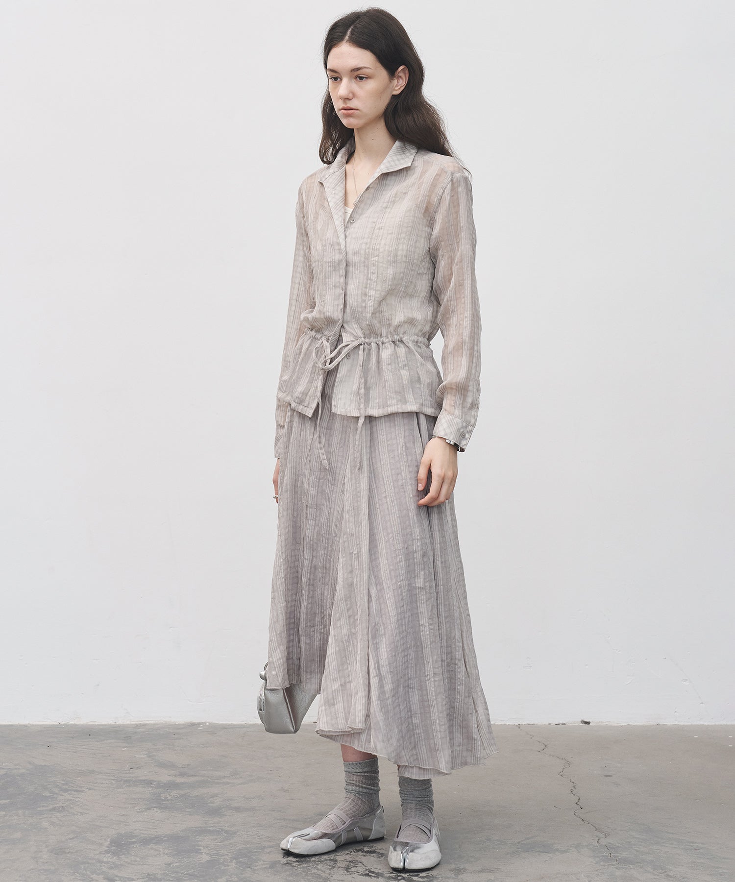 Asymmetric Hem Crinkled Check Midi Skirt – A-Line Silhouette