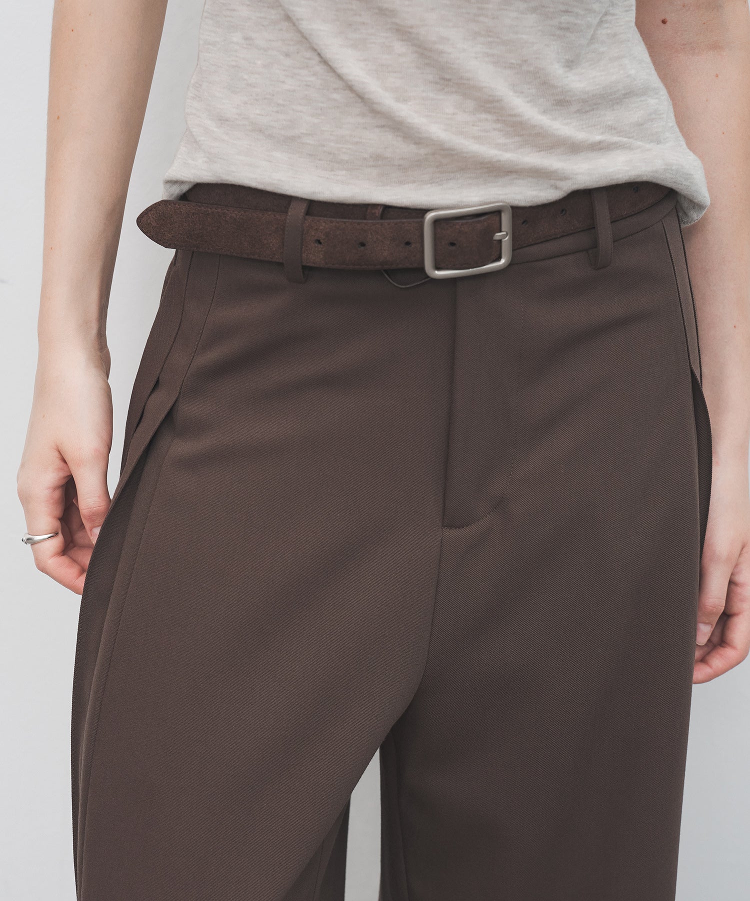 Accordion Pleat Wide-Leg Trousers