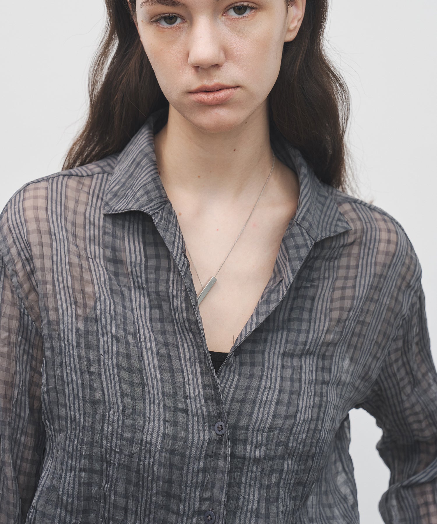 Drawstring Crinkled Check Shirt Jacket – Oversized Fit