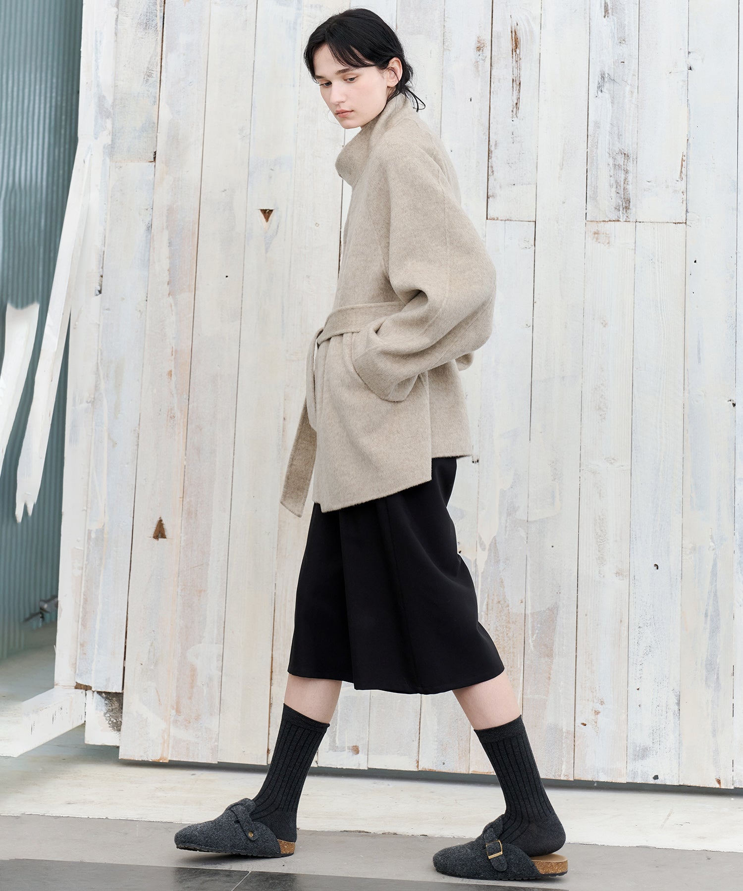 Wool Stand Collar Short Coat