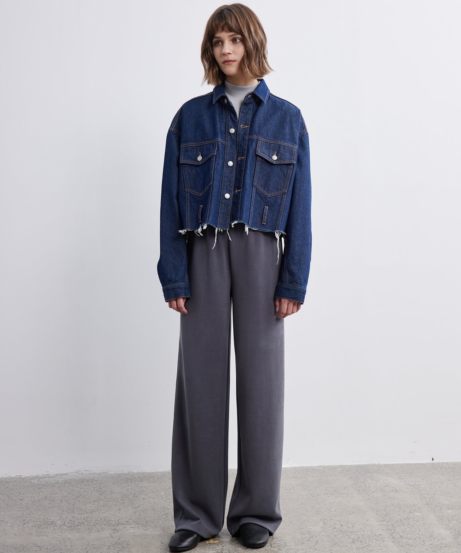 Cropped Cut-Off Denim Jacket