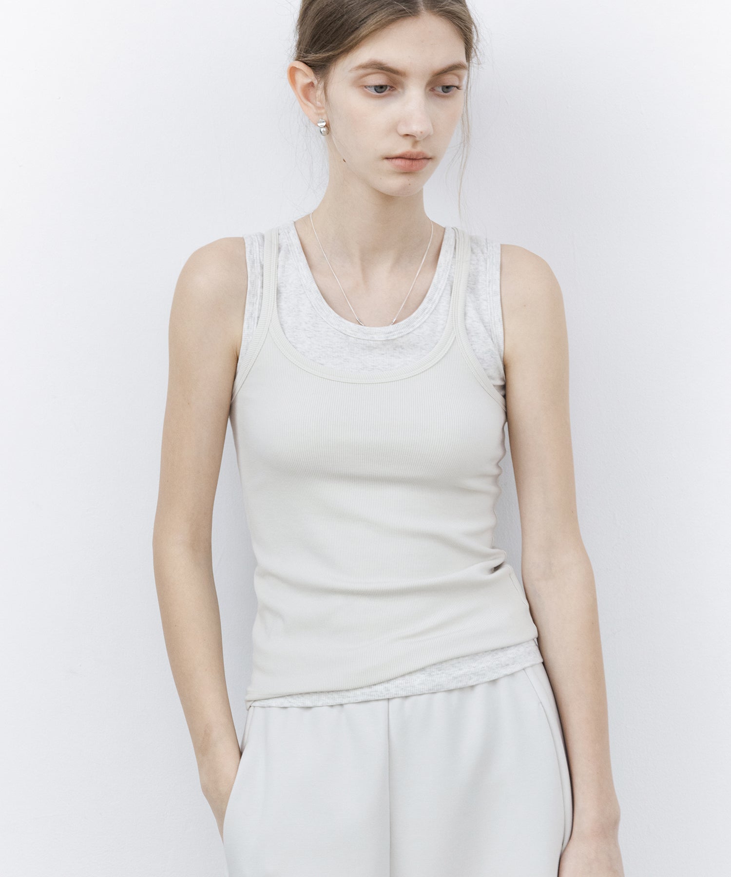 Stretch Ribbed U-Neck Tank Top