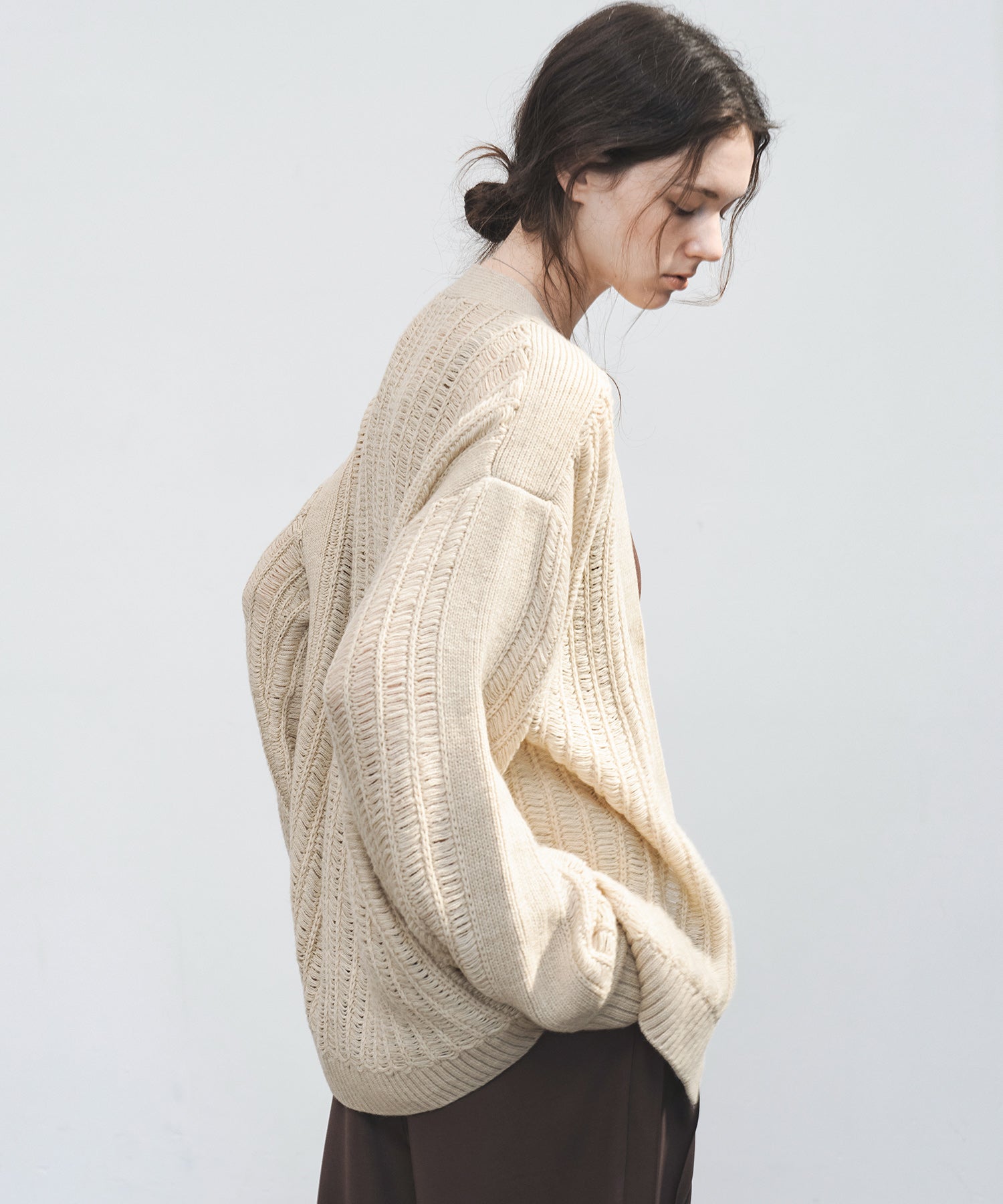 3D Textured Knit Loose Fit Cardigan