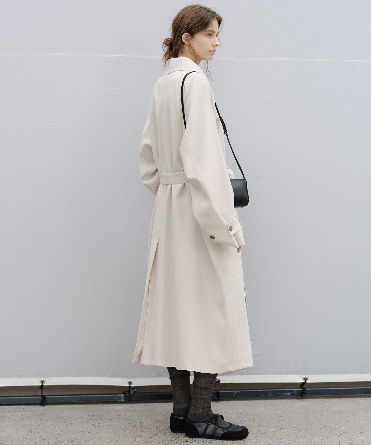 Stand Collar Belted Long Trench Coat