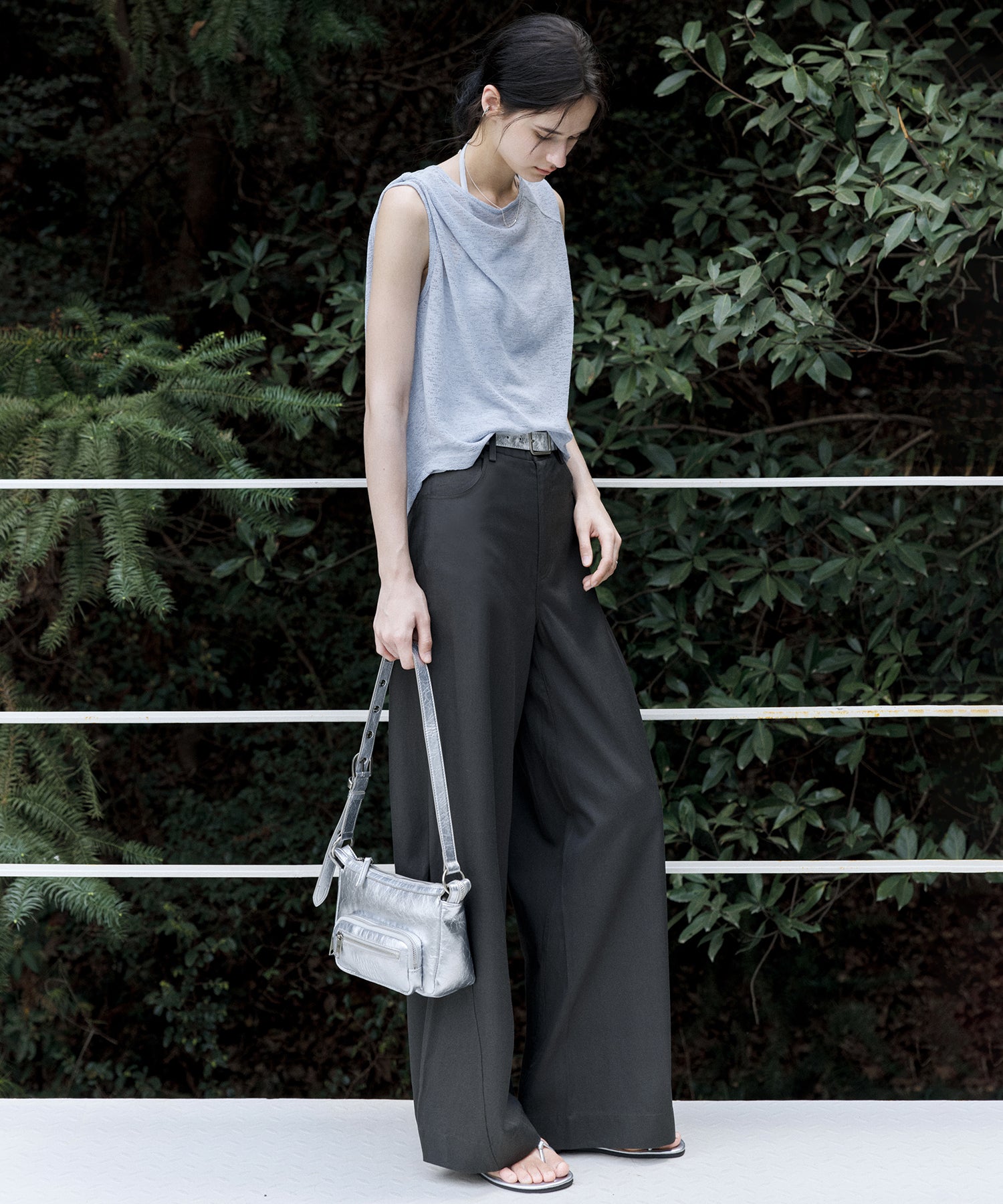 Asymmetric Neck Sheer Sleeveless tops – Relaxed Fit