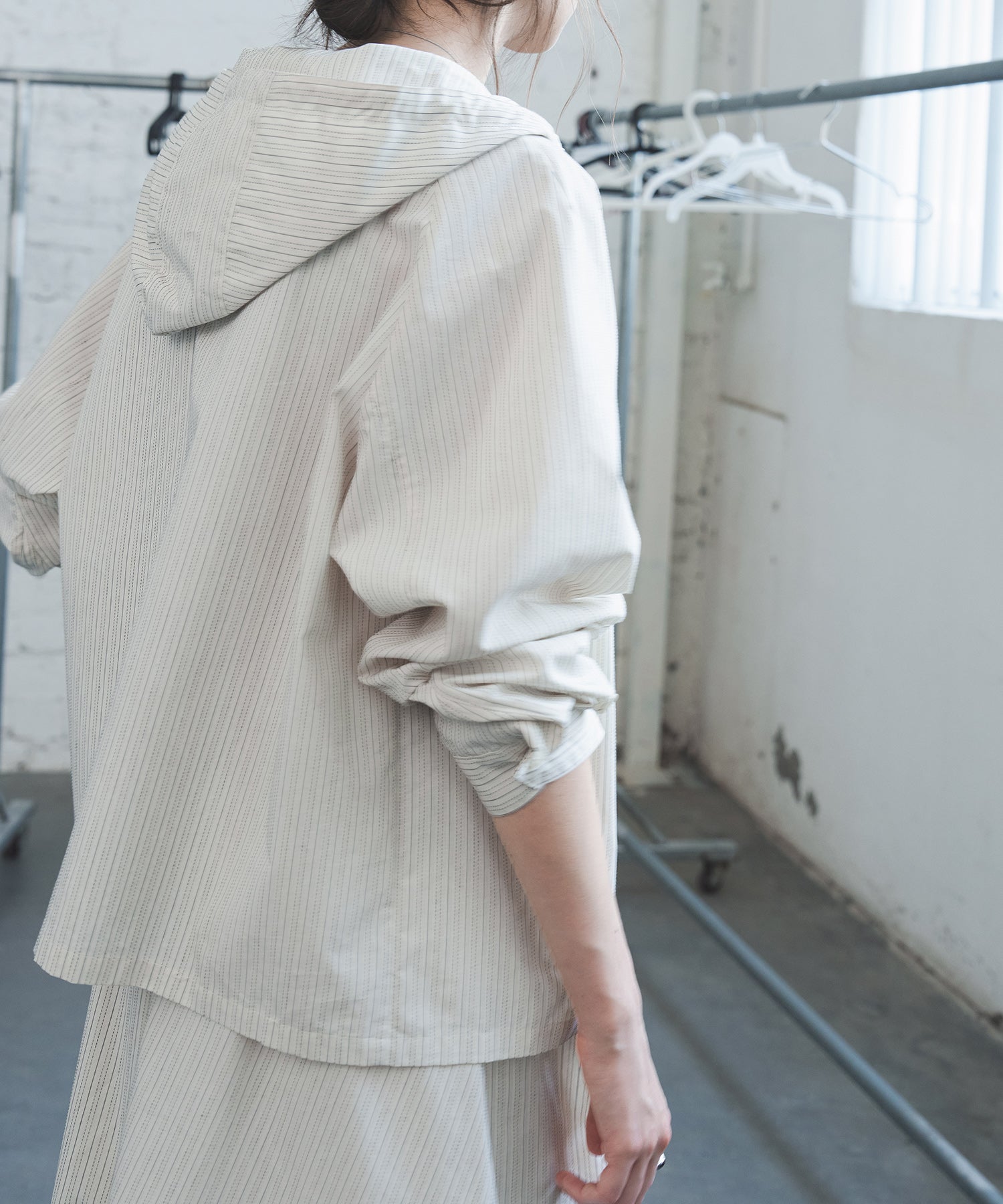 Striped Hooded Shirt Jacket – Drawstring & Relaxed Fit