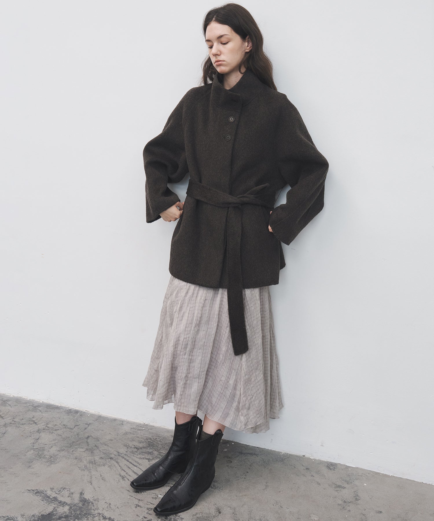 Asymmetric Hem Crinkled Check Midi Skirt – A-Line Silhouette