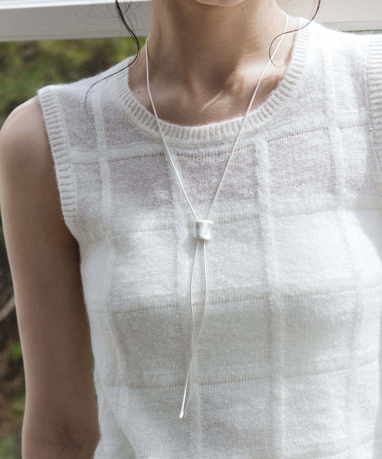 Sheer Check Knit Sleeveless Top