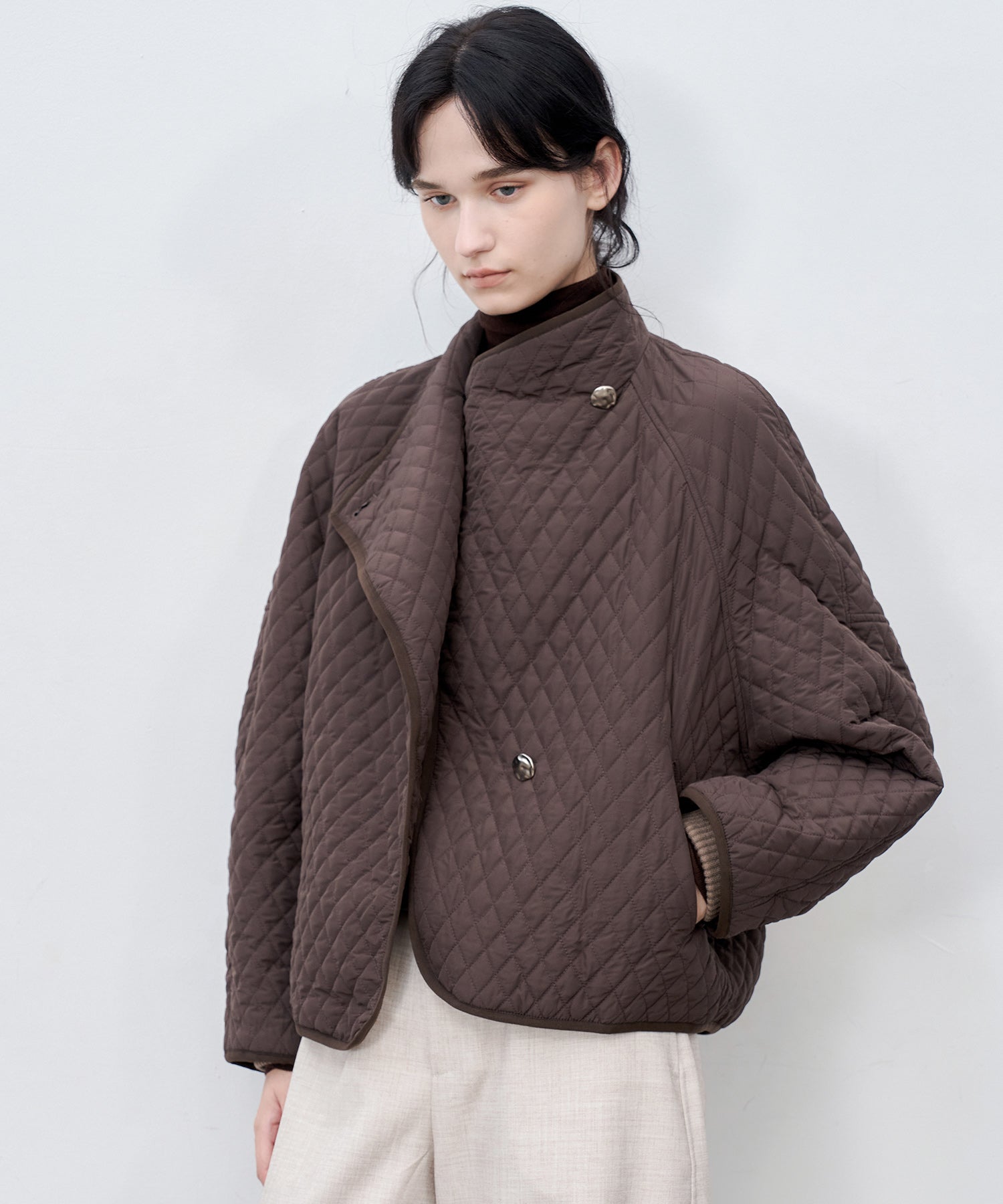 Asym Collar Quilted Padded Jacket