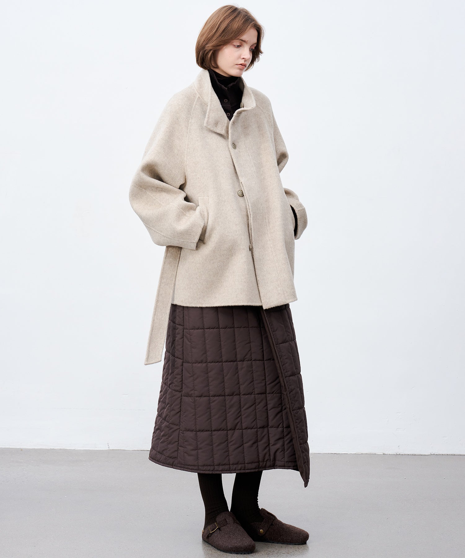 Wool Stand Collar Short Coat