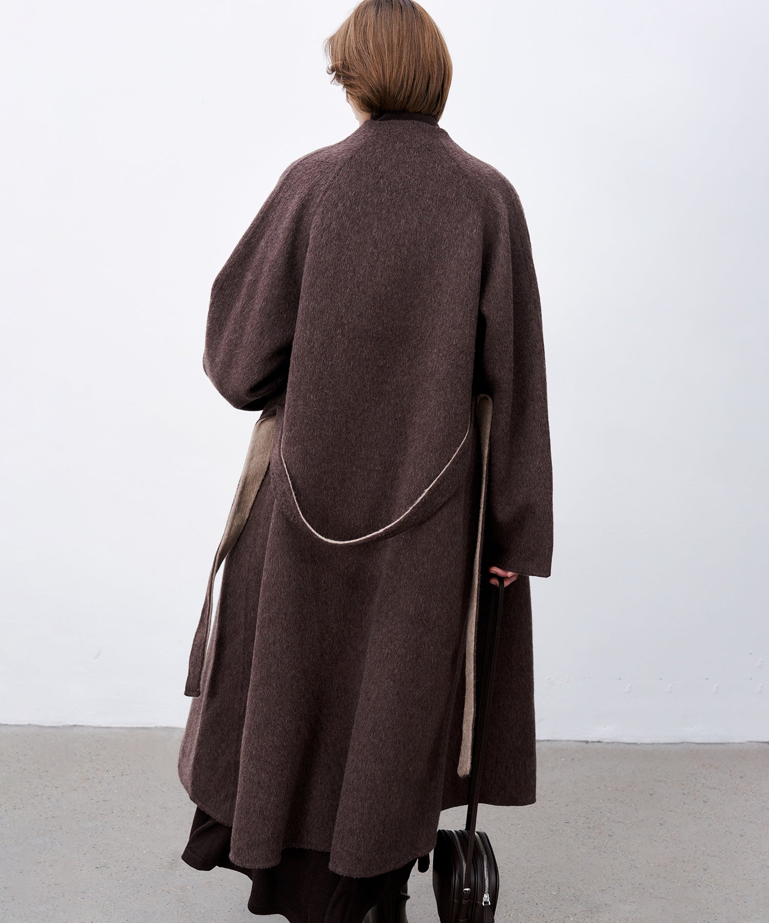 100% Wool Overlap Collar Double-Faced Long Coat