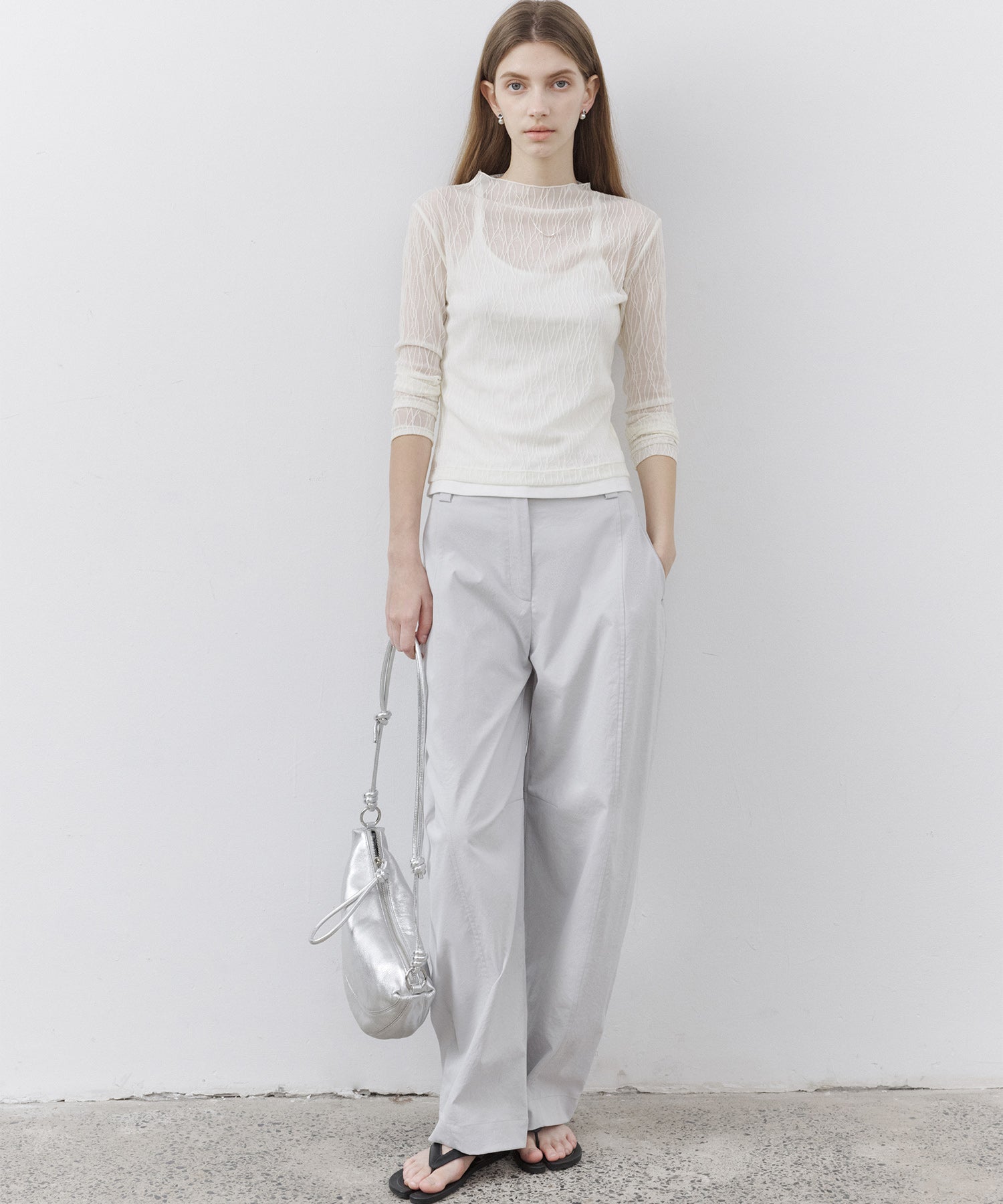 Jacquard Sheer Boat Neck Top