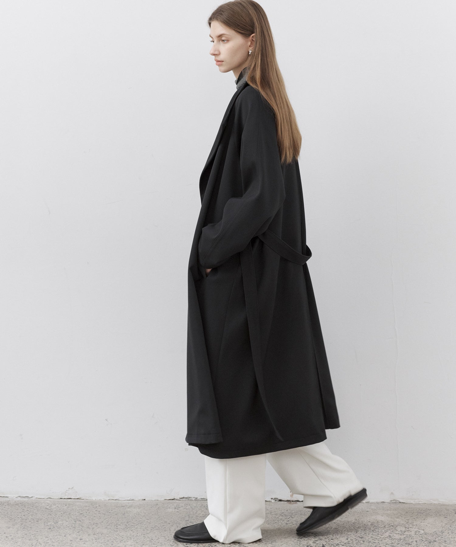 Drape Neck Oversized Trench Coat
