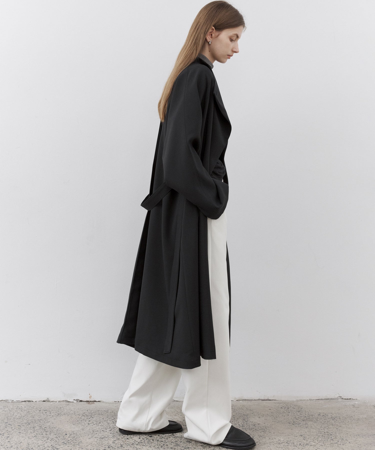 Drape Neck Oversized Trench Coat