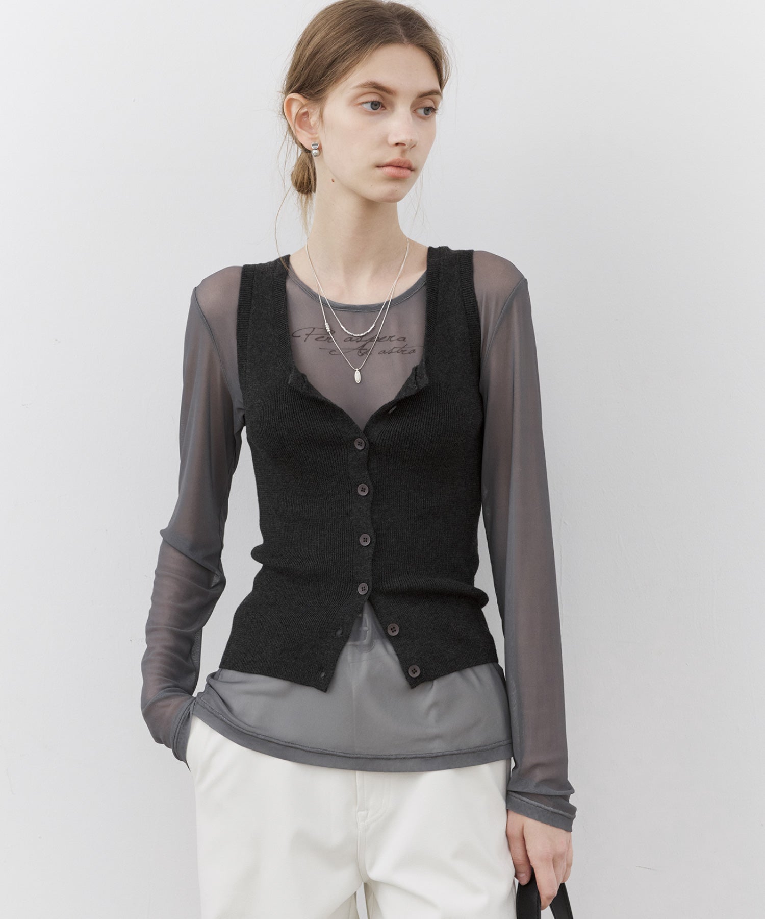 Essential Translucent Mesh Printed Top