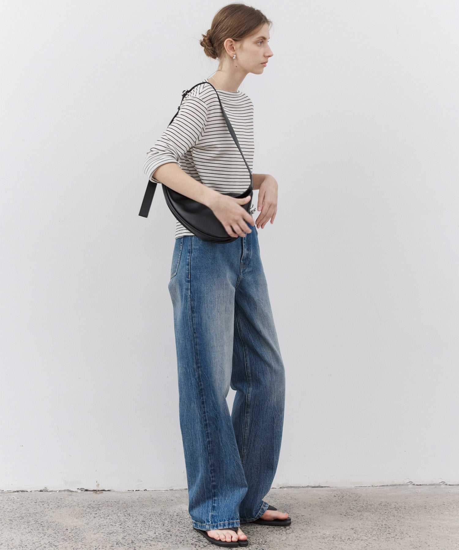 Wool Blend Basic Boat Neck Layering T-Shirt