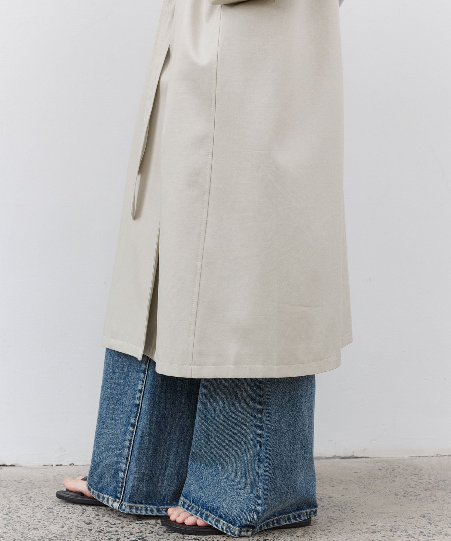 Notched Collar Oversized Belted Trench Coat