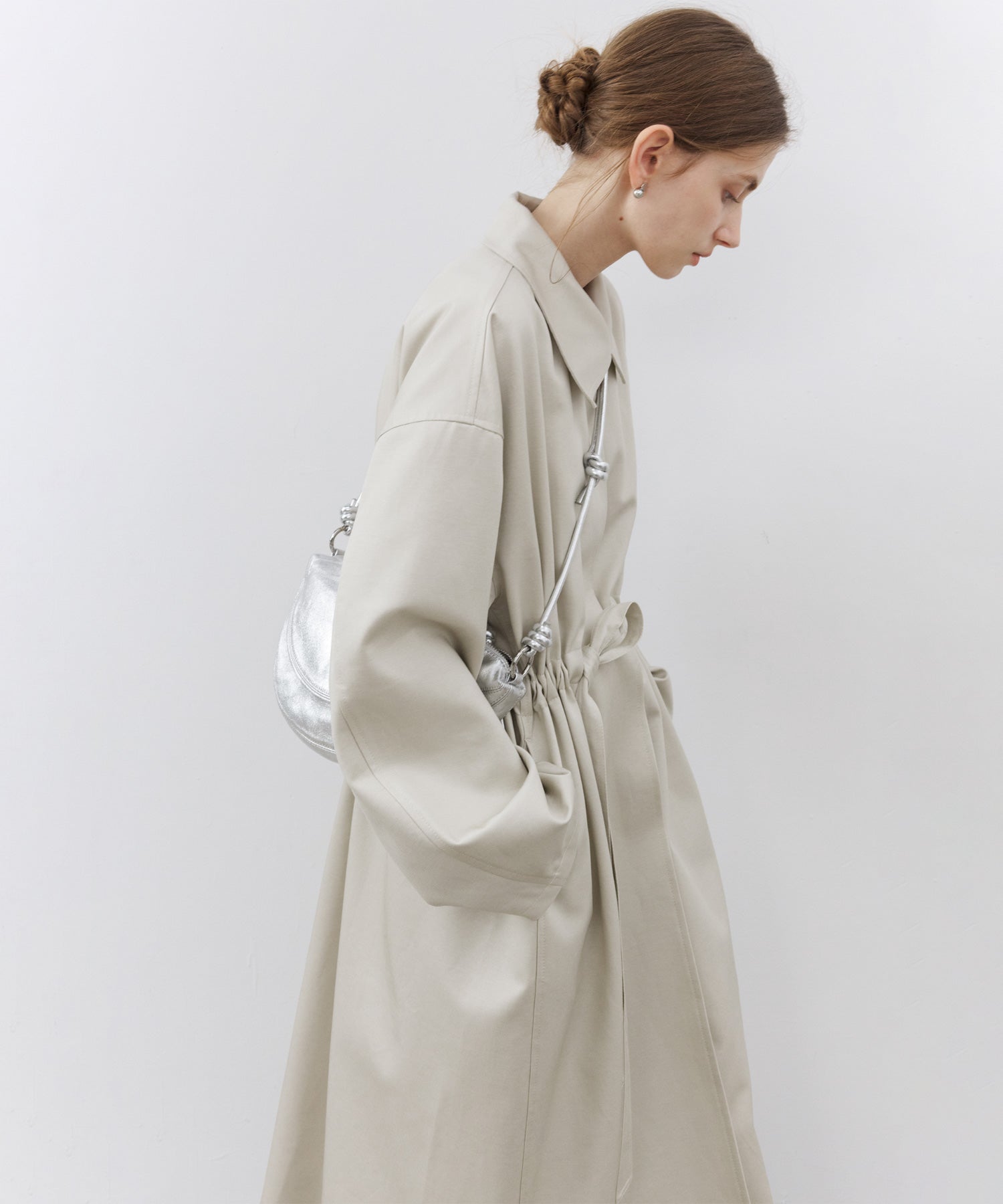 Notched Collar Oversized Belted Trench Coat