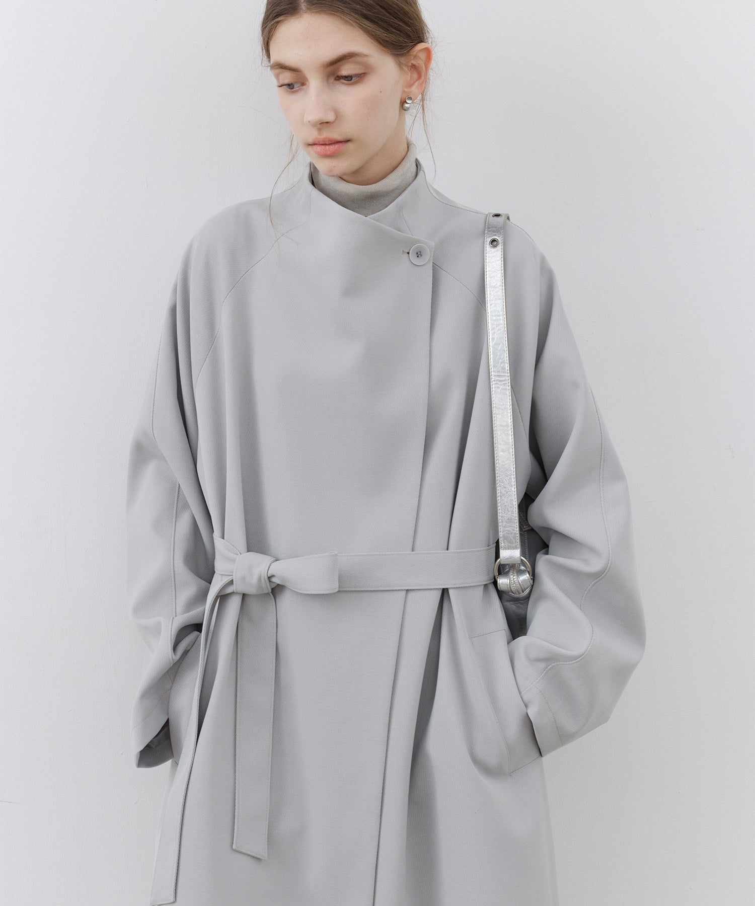 Drape Neck Oversized Trench Coat