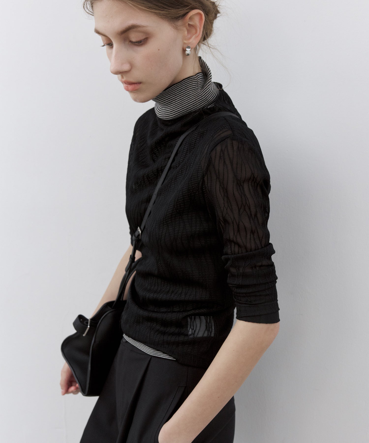 Jacquard Sheer Boat Neck Top