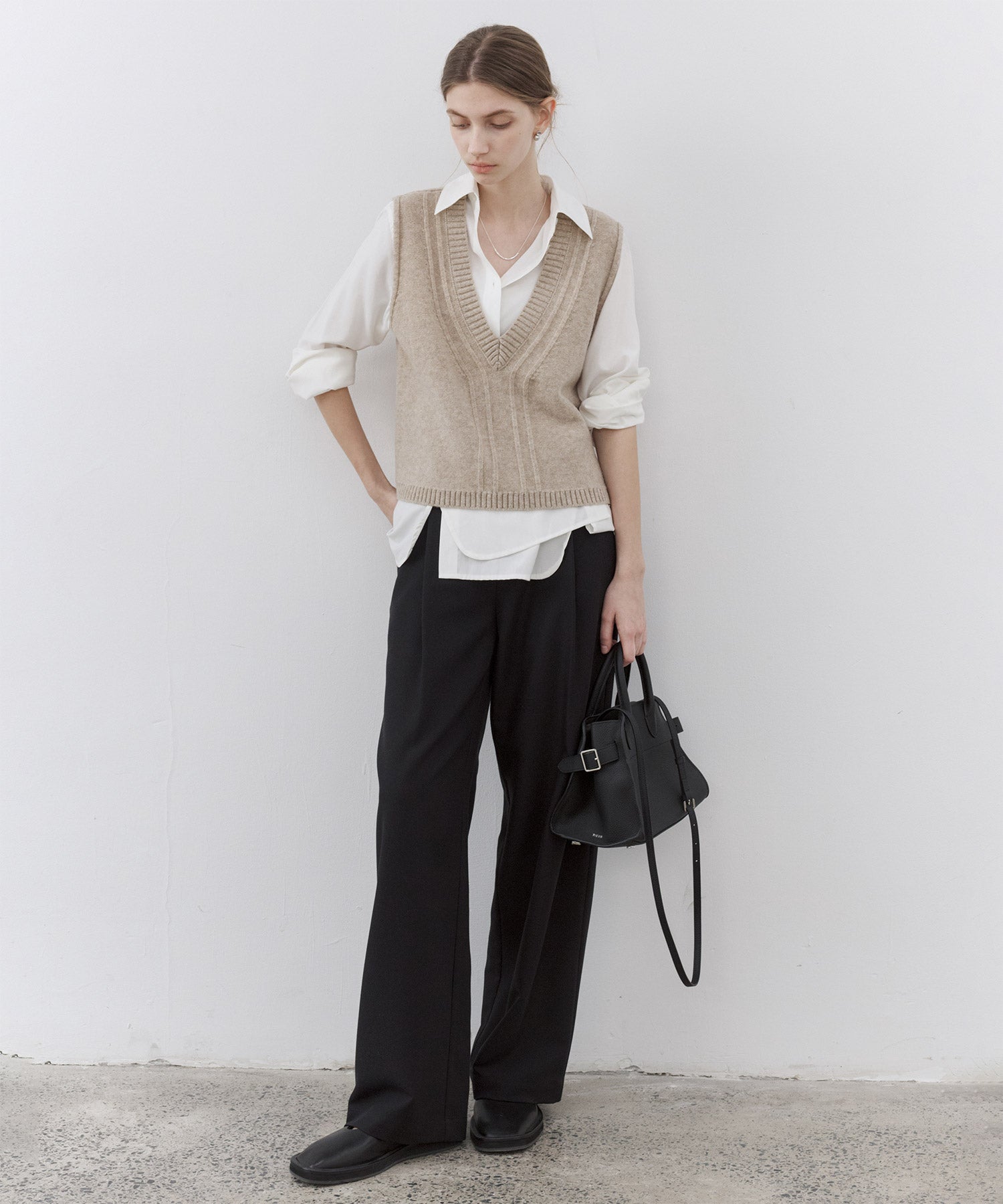 Basic Drape Tailored Straight Slacks