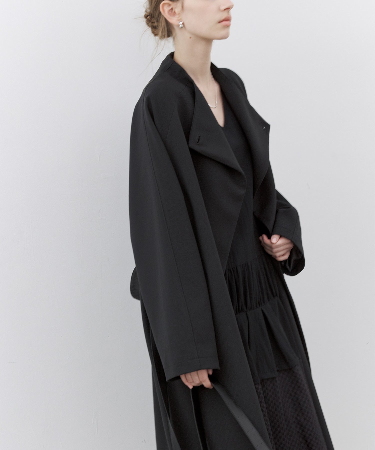 Drape Neck Oversized Trench Coat