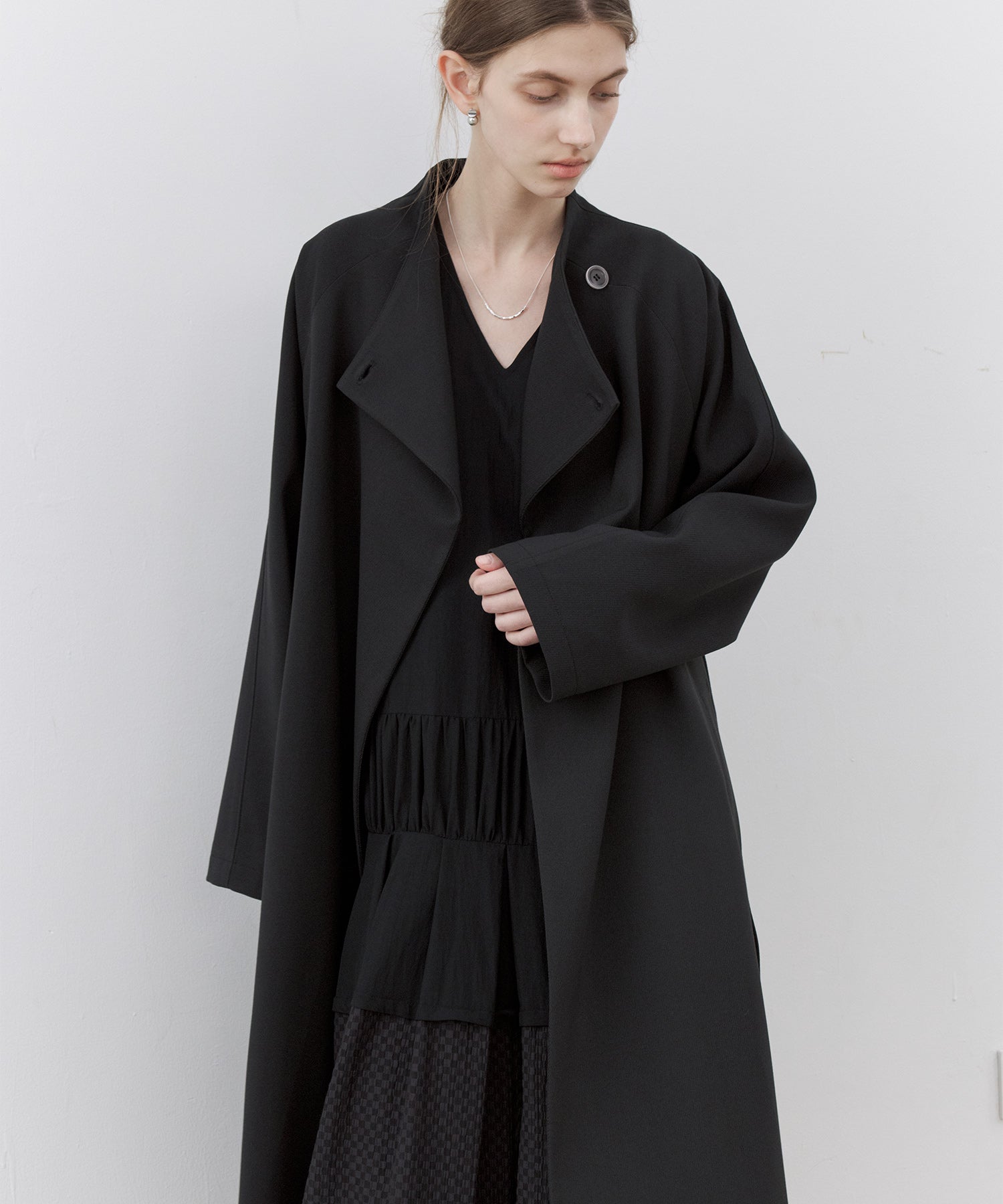 Drape Neck Oversized Trench Coat