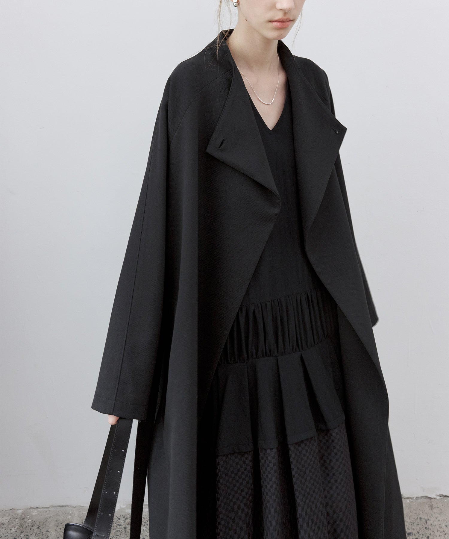 Drape Neck Oversized Trench Coat