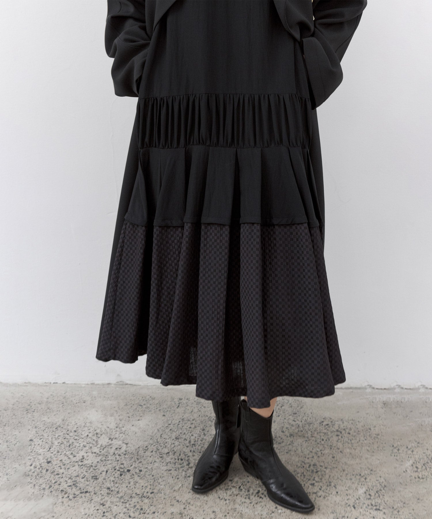 Contrast Panel Tie Detail Dress