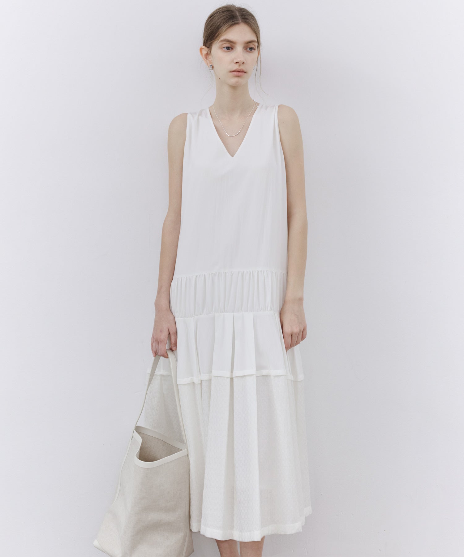 Contrast Panel Tie Detail Dress