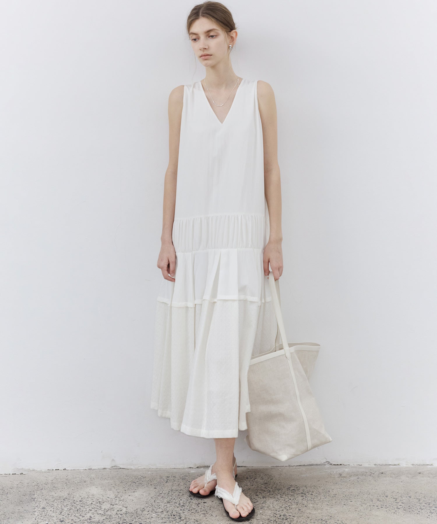 Contrast Panel Tie Detail Dress