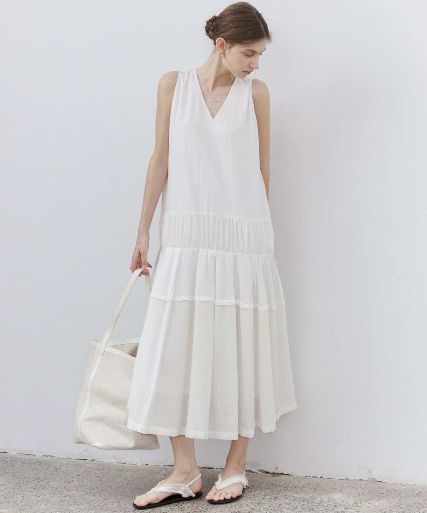 Contrast Panel Tie Detail Dress